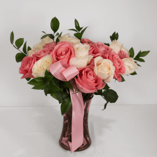 Elegant Blush – Two-Tone Rose Vase for Mother’s Day (Oshawa Delivery) - Image 2